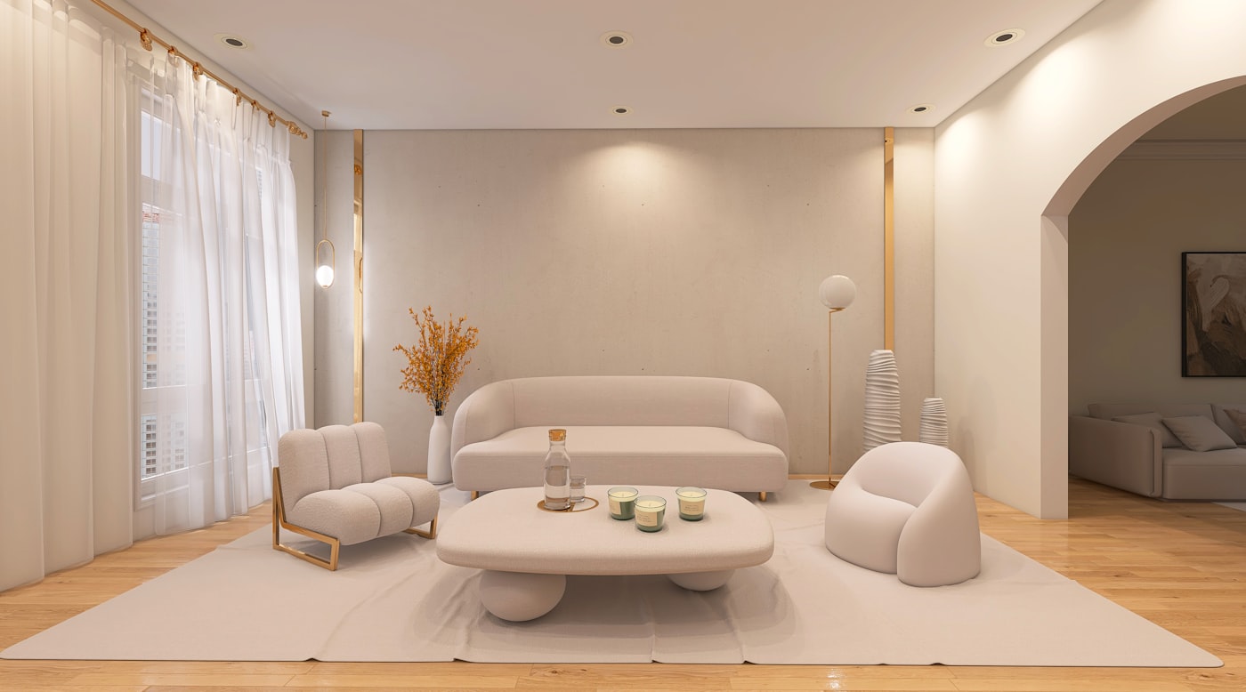 Elegant modern living room with curated furniture