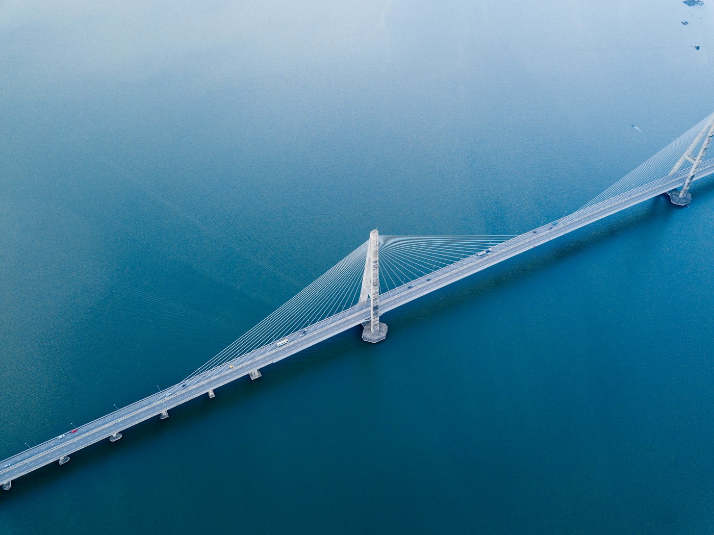 Aerial view of concrete bridge infrastructure